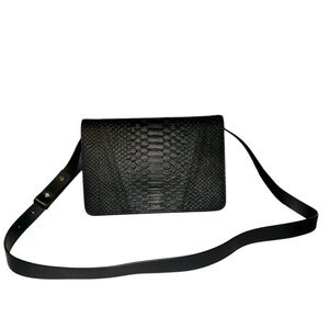 Vince Mod V Python-embossed Leather Crossbody Bag Black